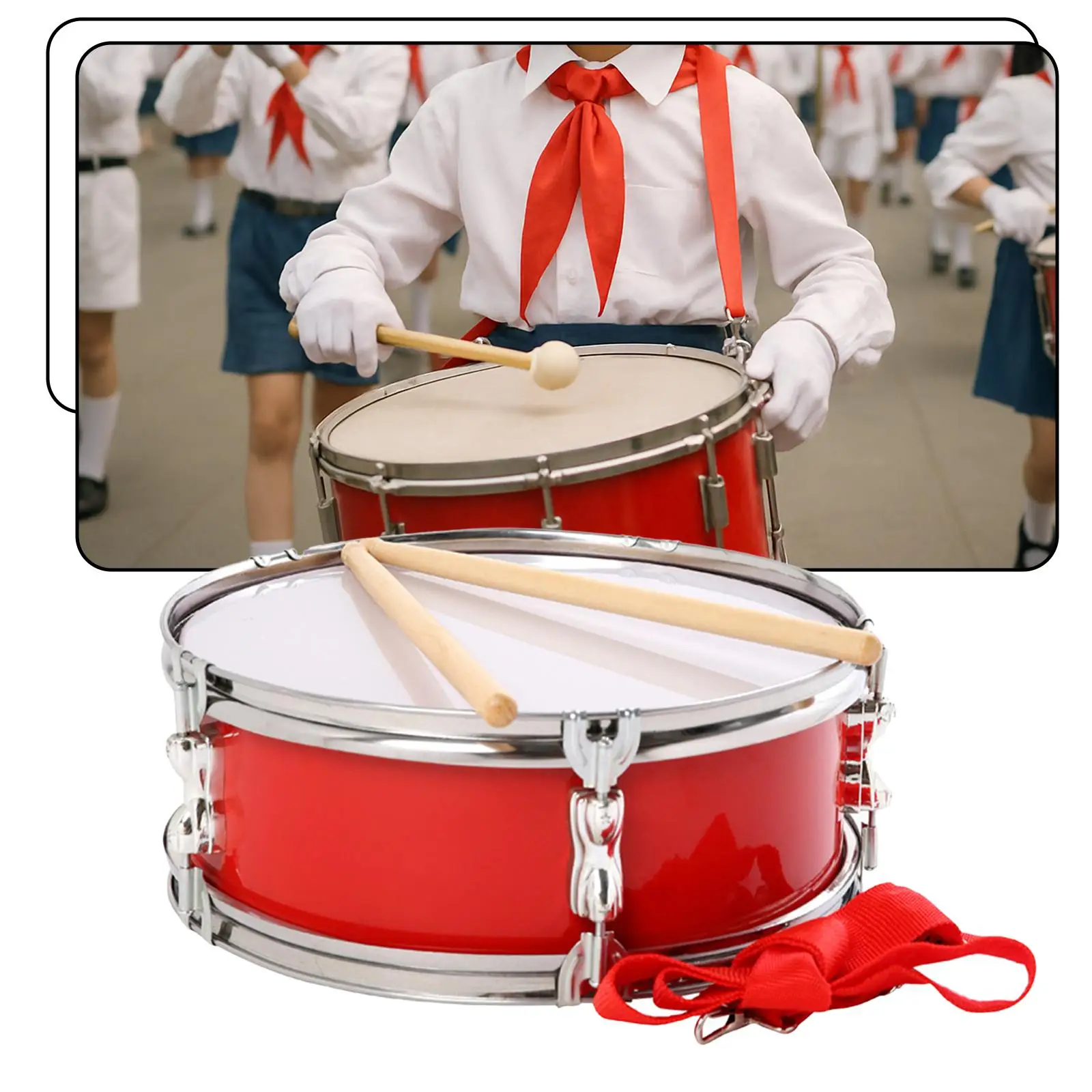 Caja de tambor de 13 "con baquetas y correa, instrumento de percusión portátil de aprendizaje para niñas, adolescentes, principiantes, regalos para niños