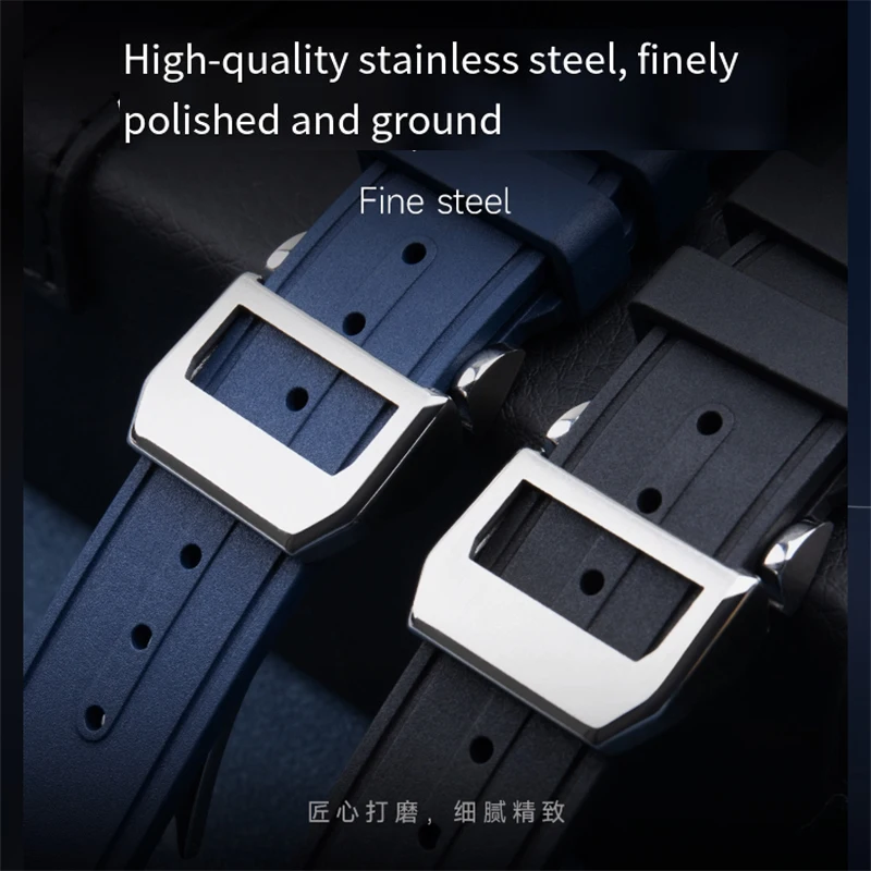 FKM Rubber Strap Metal Pin Buckle Folding Clasp 20/21/22mm For IWC Pilot Little Prince Bronze Big Pilot Portugieser Rivet Band