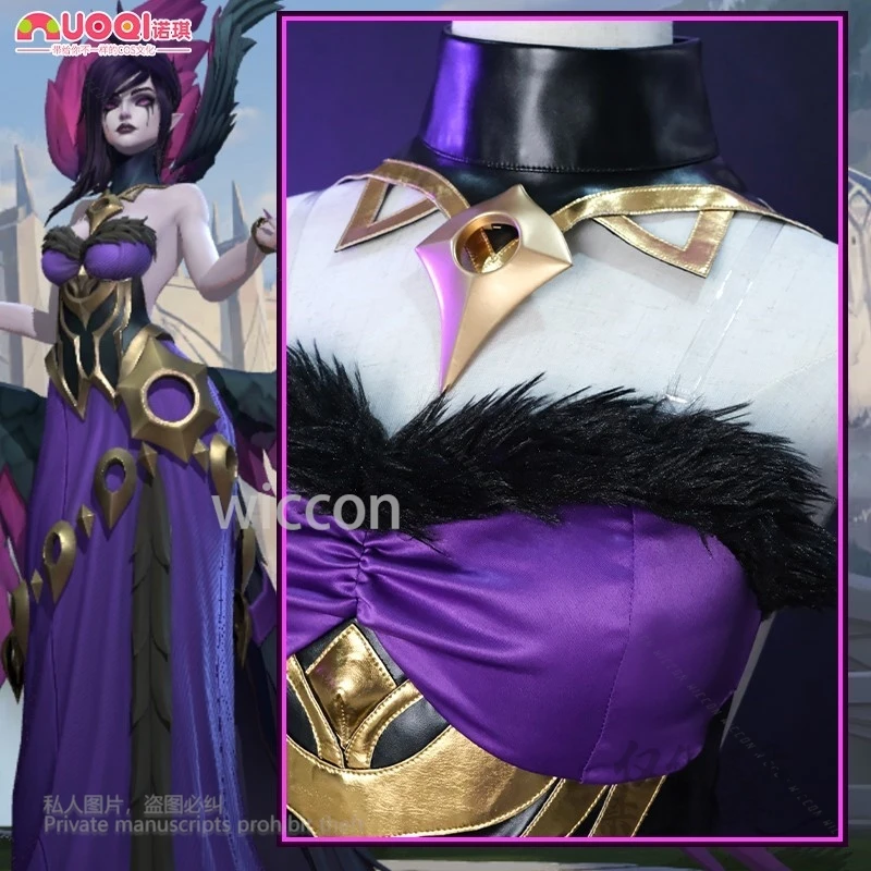 لعبة LOL Cos League Of Cosplay Legends Morganta Fallen Angell زي نسخة مكافحة الشغب ملابس نسائية على الطراز القوطي للهالوين