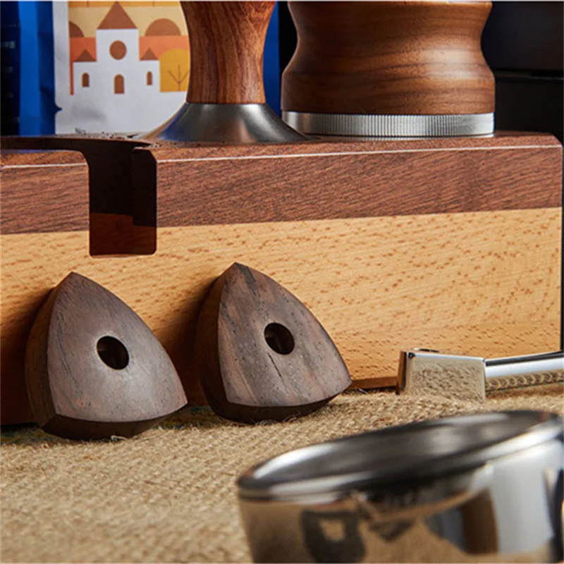 For WPM Welhome KD310 Semi-Automatic Espresso Machine Barista Mod Accessory 58mm Bottomless Portafilter Triangle Walnut Knob Set