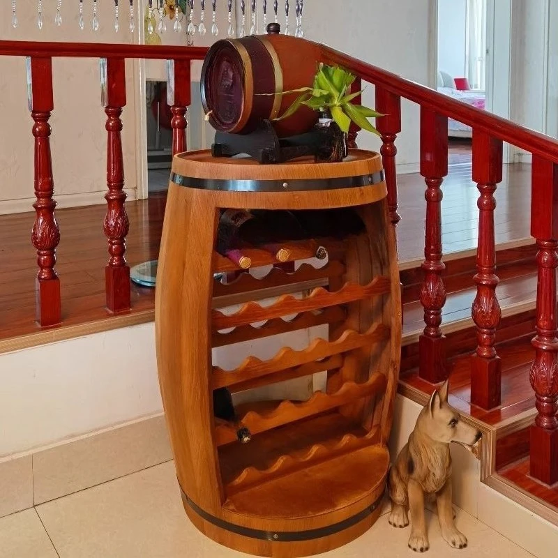 Prop ornament display Modified oak barrels Solid wood decorative oak barrels Creative wine cellar Wine cabinet Red wine rack
