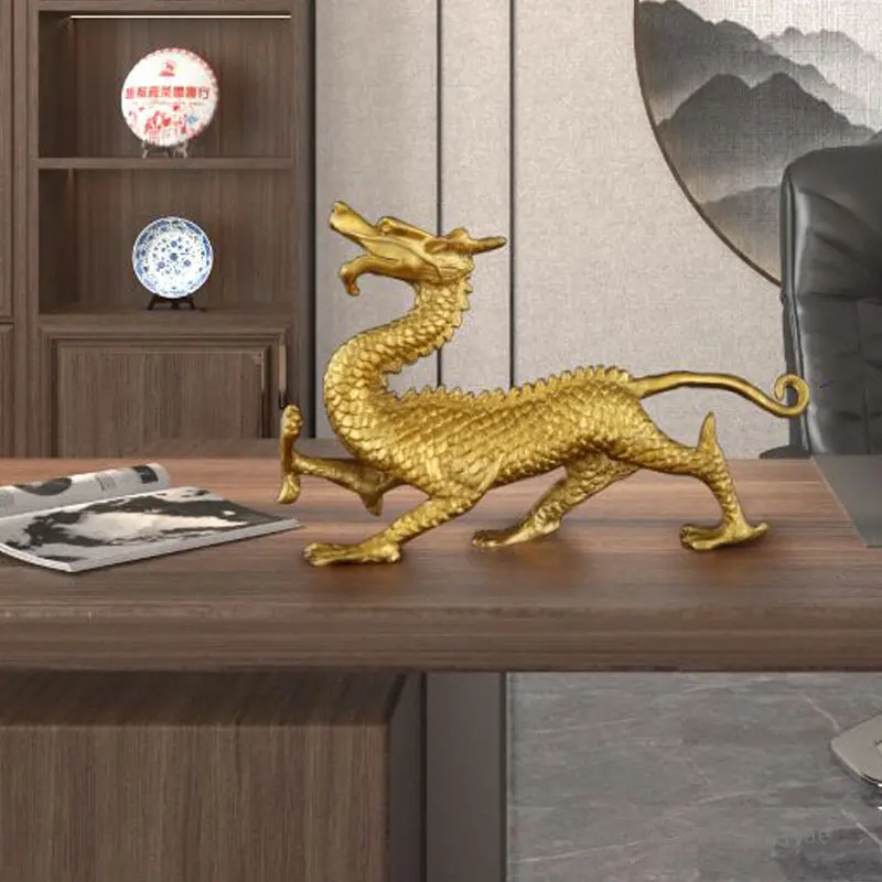 Pure Copper Lucky Sculpture Home Lucky Decoration, God's Beast Qinglong White Tiger Vermilion Bird Xuanwu Living Room Decor, 1Pc