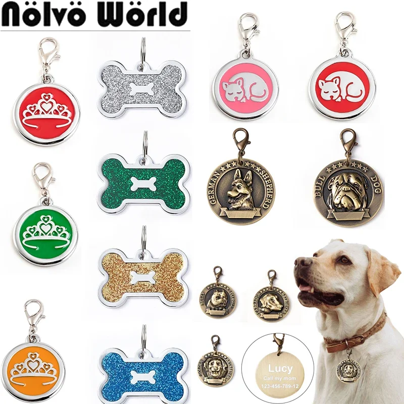 

5/20/50PCS Labrador/Pitbull/Bulldog Collar Tag Keychain For Free Custom Dog Puppy Personalized Name Pet ID Nameplate Accessories