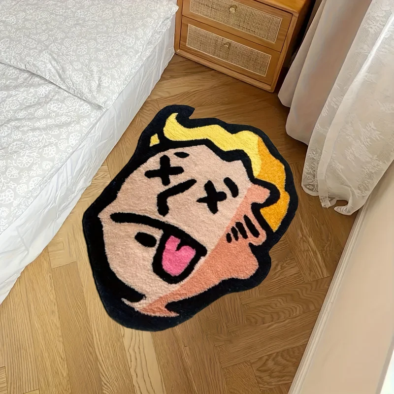 VIKAMA Weird Character Alien Pattern Rug for Living Room and Bedroom Anti-Slip Floor Mat Soft Entry Door Mat Home Decoration