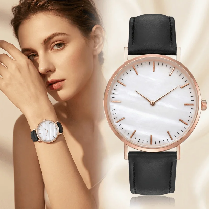 

Новые простые аналоговые кварцевые наручные часы для женщин, модные повседневные женские часы с кожаным ремешком, женские часы с темпераментным дизайном, подарок, reloj mujer