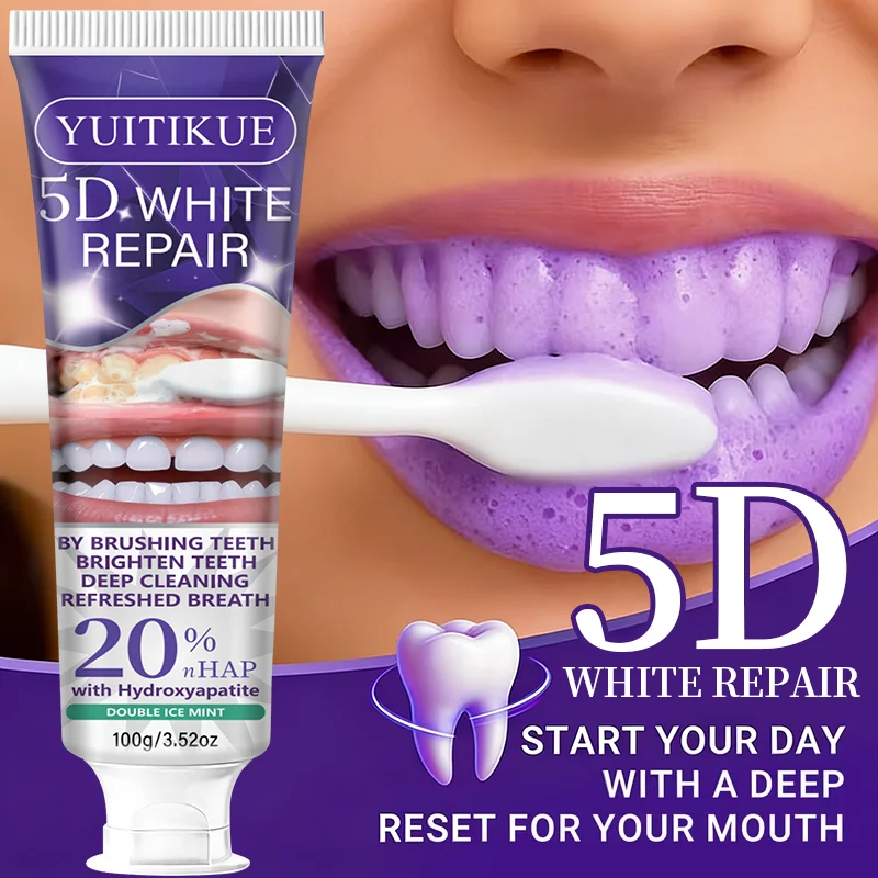 5D White Repair Toothpaste 100g - 20% Hydroxyapatite, Brightens Teeth, Deep Cleans & Fresh Breath