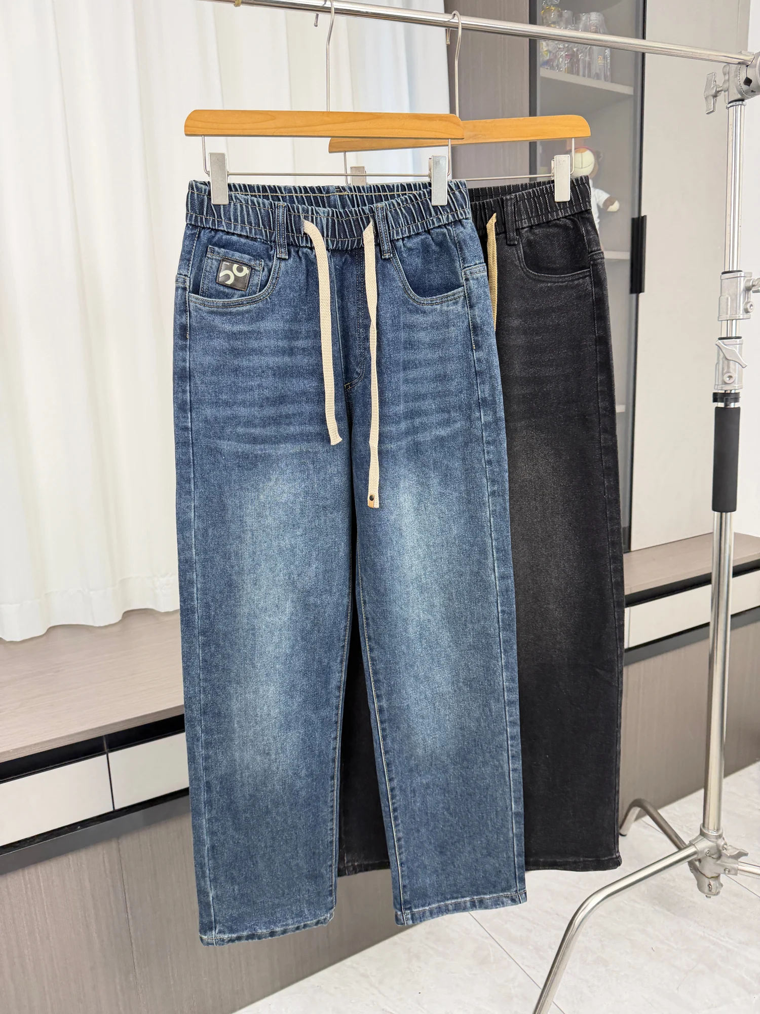 Retro Washed Straight Leg Wide Leg Jeans Comfortable Men's Fashion Urban Style Casual Breathable Autumn Season Pure Color