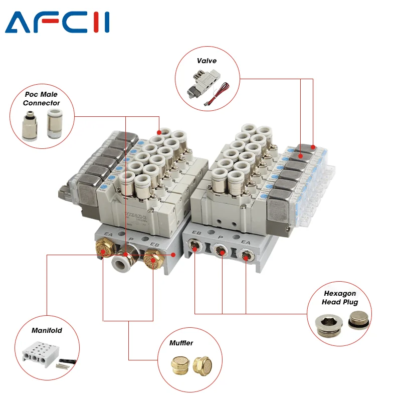 SMC Type SY3120 Series Manifold Stations SY3120-5LZD-M5 Solenoid Valve Combination Single Electronically Control Valve