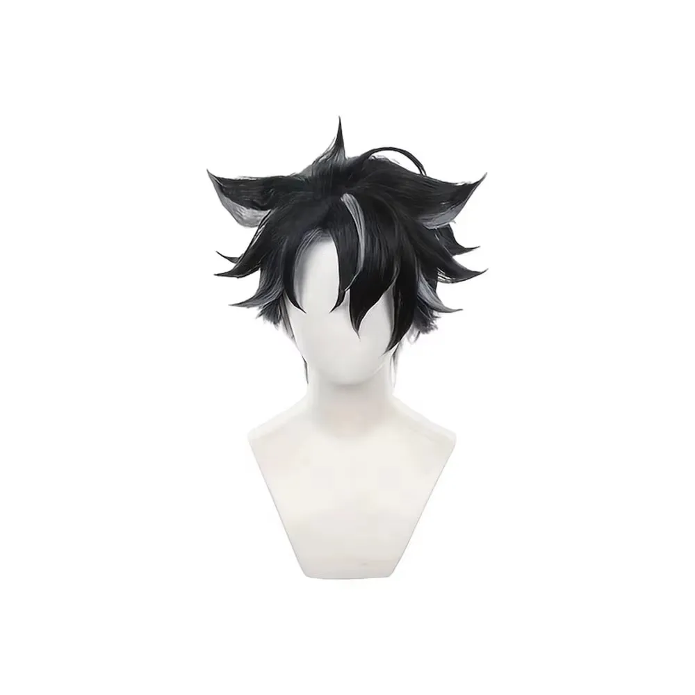 

Anime Cosplay Wriothesley Wig Black Grey Synthetic Hair Peluca For Frieren Festival Role Play Props