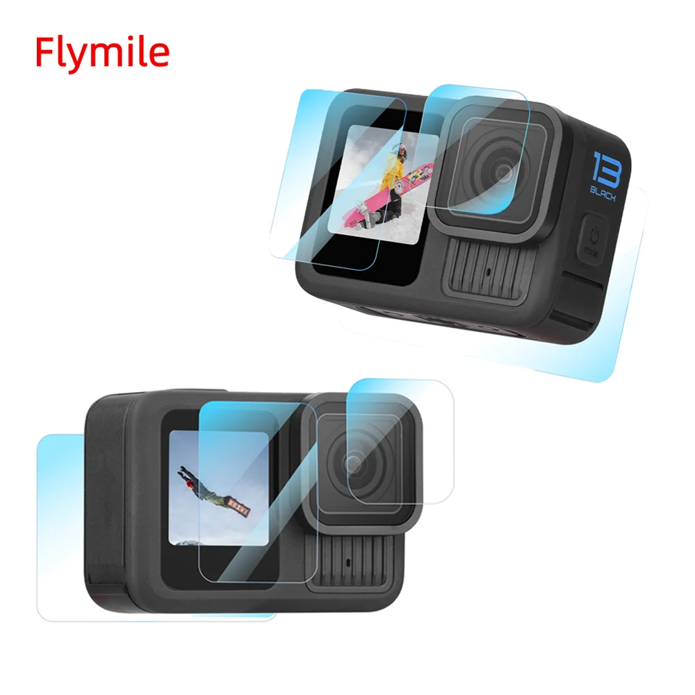 Flymile Tempered Glass For GoPro Hero 13 Ultra-HD Clear Tempered Glass Anti Scratch Screen + Lens Protective Film Accessories