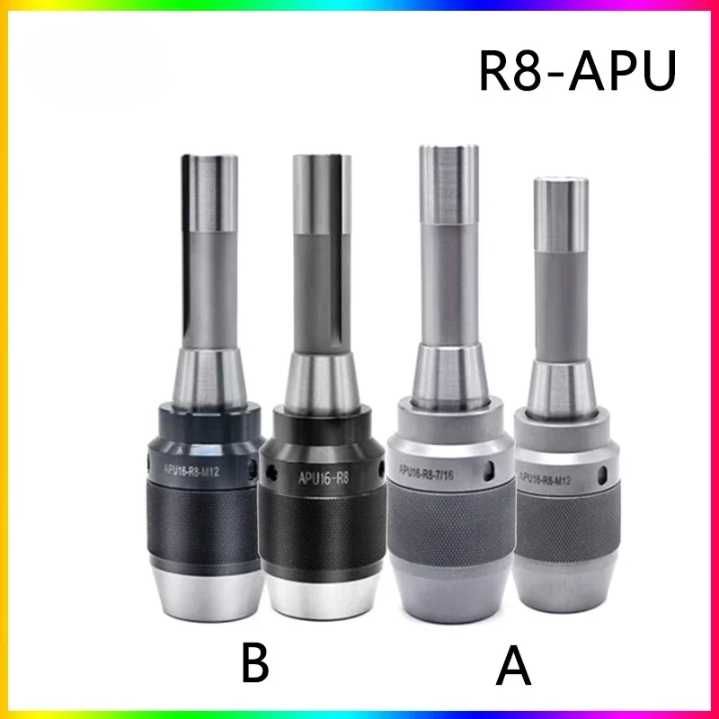 R8 apu cutter shank R8 apu13 apu16 7/16 M12 one-piece self-tightening drill chuck milling machine tool holder spindle drill