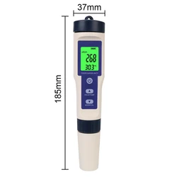 Temperature Hydrogen-rich Meter 5 in 1 PH/TDS/EC/SALT/TEMP Water Quality Detector Purity Measure Tool