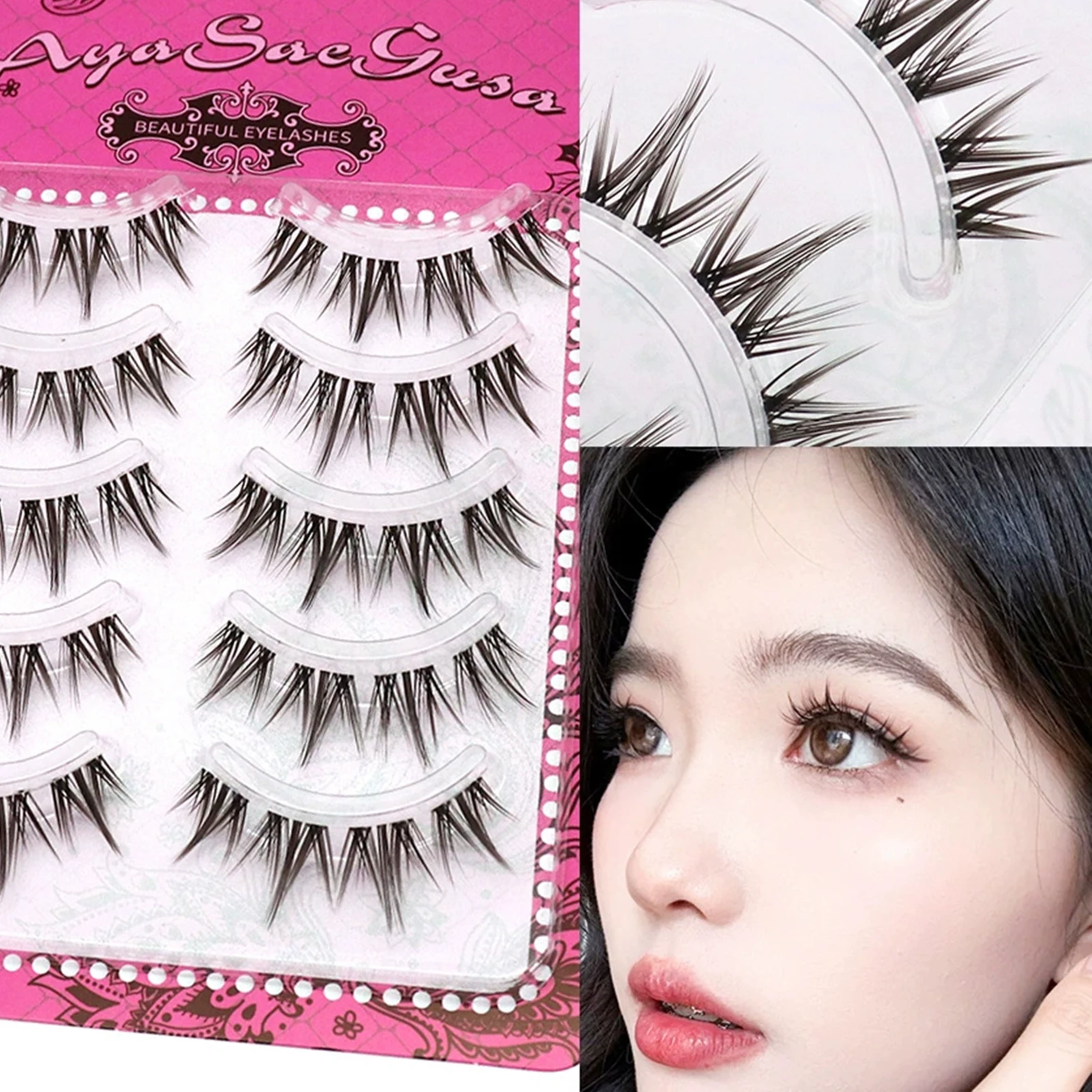 رموش صناعية على شكل كلب شرائط كاملة تصميم عين الدمية تأثير المانجا رموش ذاتية الصنع لحفلات التقطت الصور اليومية لصالون الرموش