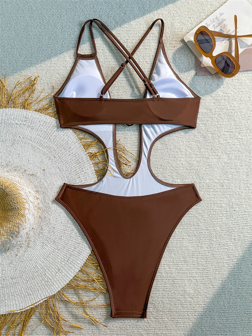 Costume da bagno sexy bikini scavato micro string monokini con rifinitura in metallo costume da bagno intero da donna costumi da bagno da spiaggia