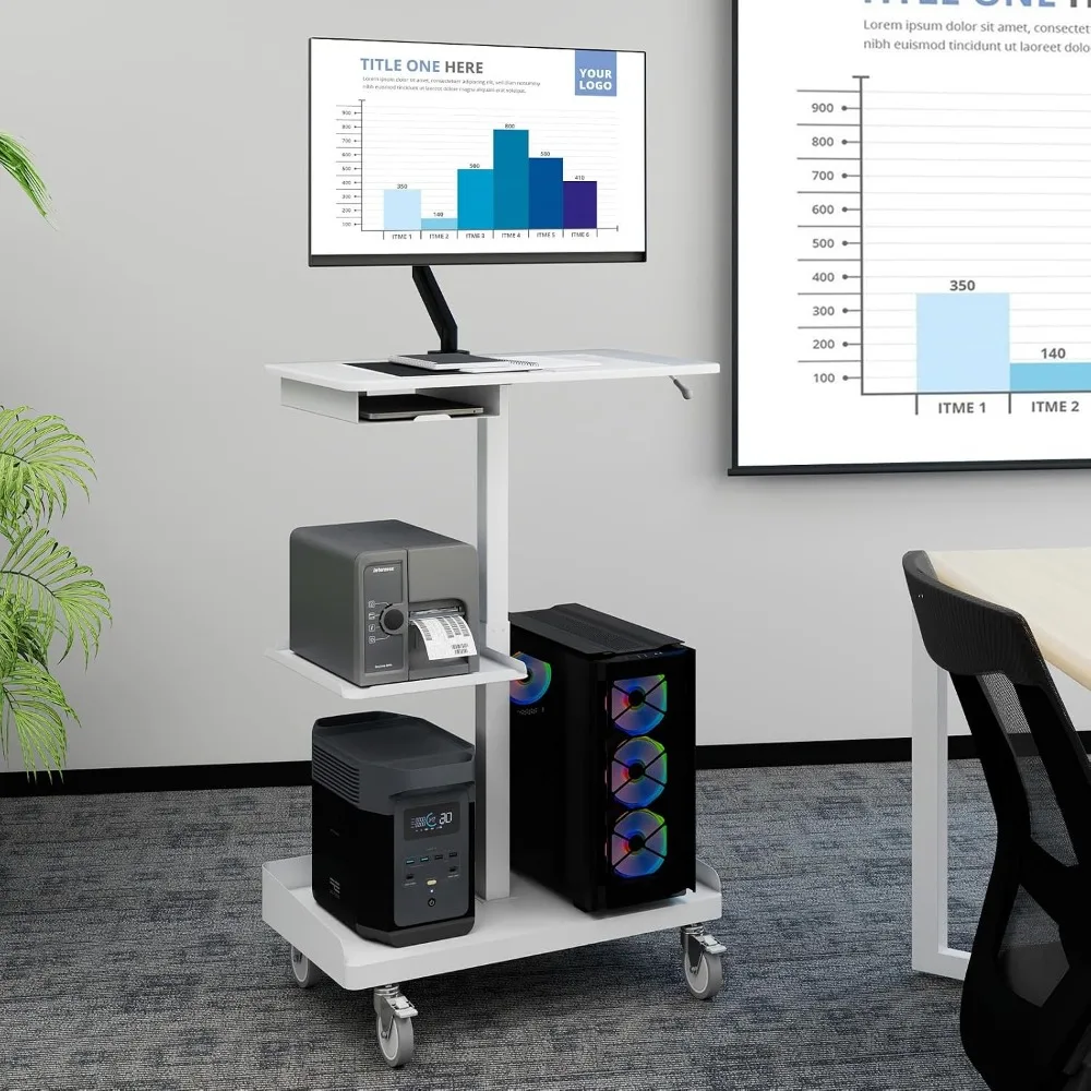 USA Stock Mobile Workstation Cart with Monitor Mount, Heavy-Duty Rolling Standing Desk Hot Sale