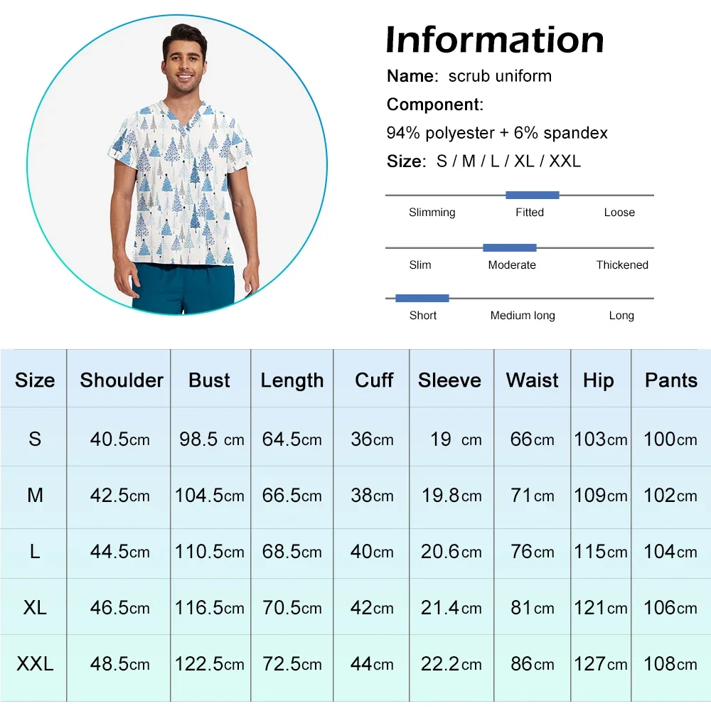 Niaahinn Nursing Articles Printed Fashion Short-Sleeved Surgical Work Unisex Oral Doctor Pet Nurse Scrub Uniform Mens Scrub Sets