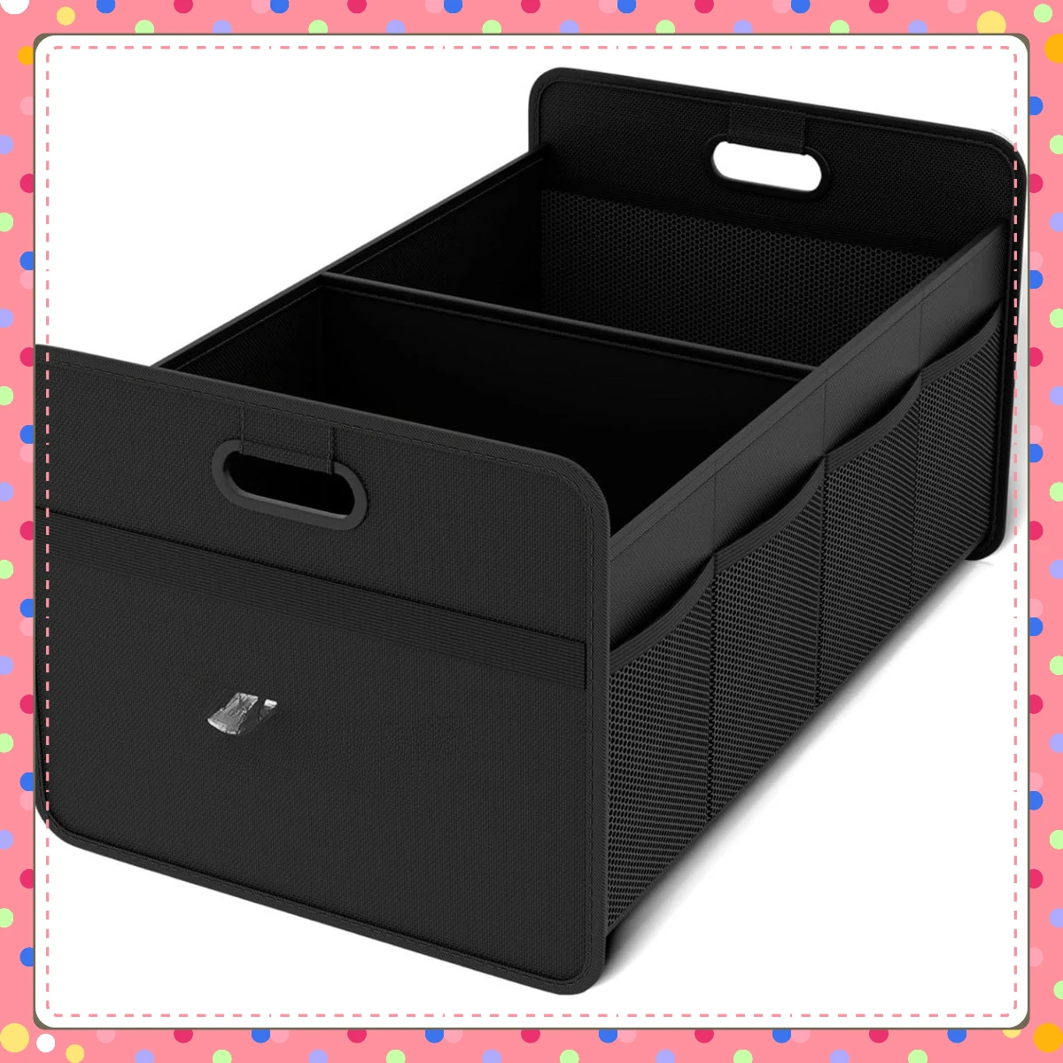 Compact Foldable Car Organizer - Multi-Function Black Storage with Handles for Neat Interiors