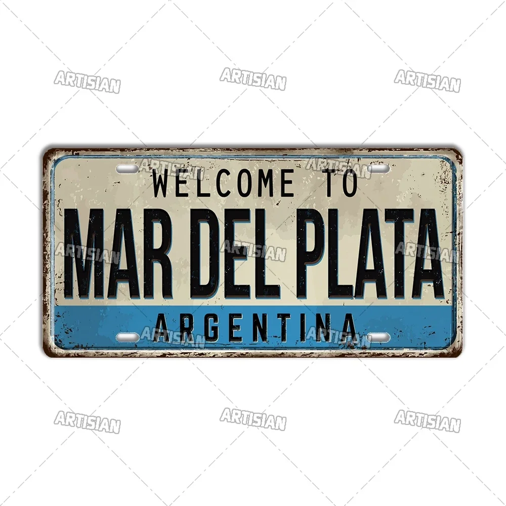 Artisian Argentina ecuador Chile Colombia License Plate Landmark Metal Sign City State Decorative Car Plate Wall Decor Garage