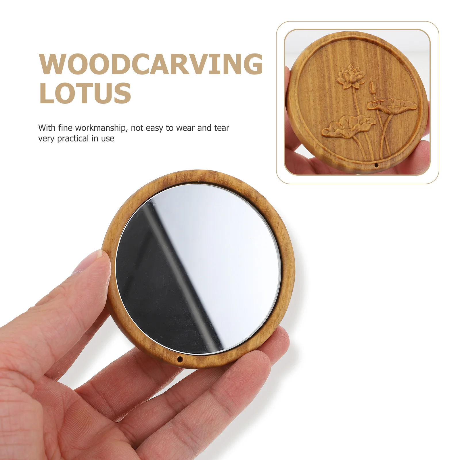 1 pz specchio per trucco Lotus mini piccolo rotondo stile antico specchio tascabile portatile da viaggio regalo per il trucco per le donne