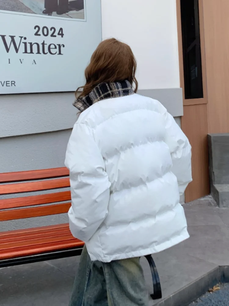 Zoki خمر الشارع الشهير Y2K سترات المرأة الأمريكية منقوشة المرقعة الشتاء منتفخ معطف Harajuku فضفاض الهيب هوب Bf سترة طويلة الأكمام #6