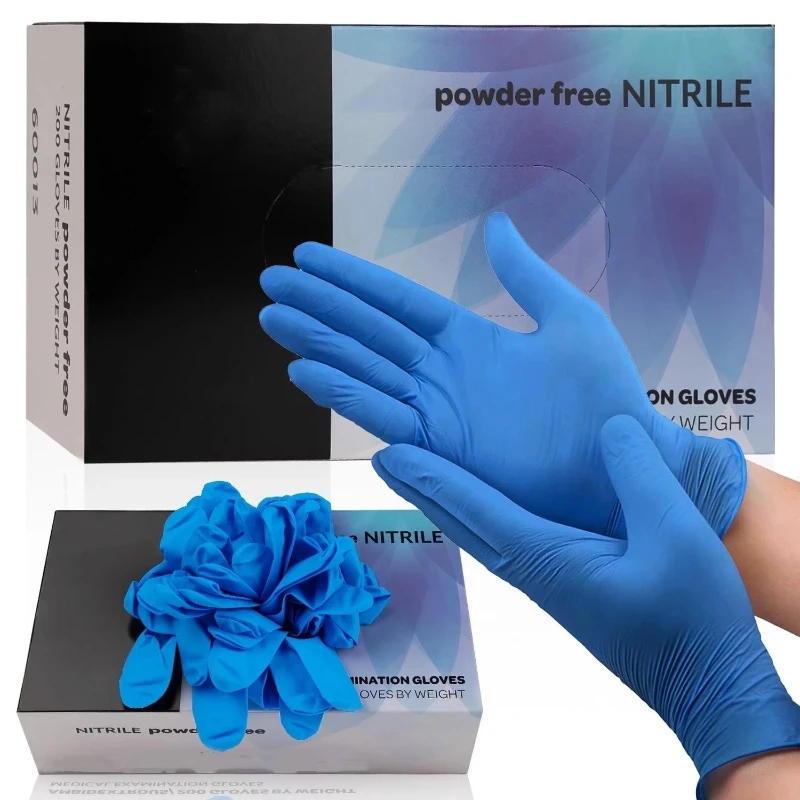 20/50/100 Uds guantes de nitrilo azul desechables 4 Mil sin polvo guantes de grado Industrial limpieza hogar tatuaje mecánico guantes