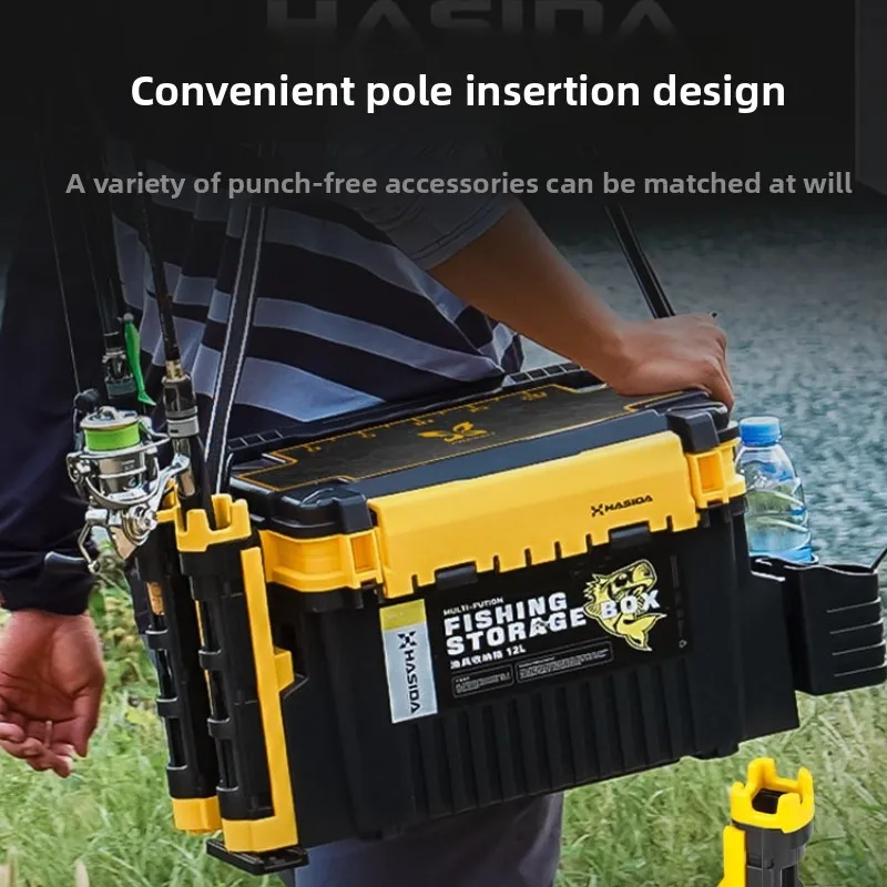 Plastic Fishing Seat Box Large Capacity Storage Cooler Rack for Rods Portable Tackle Organizer Outdoor Camping Stool Box