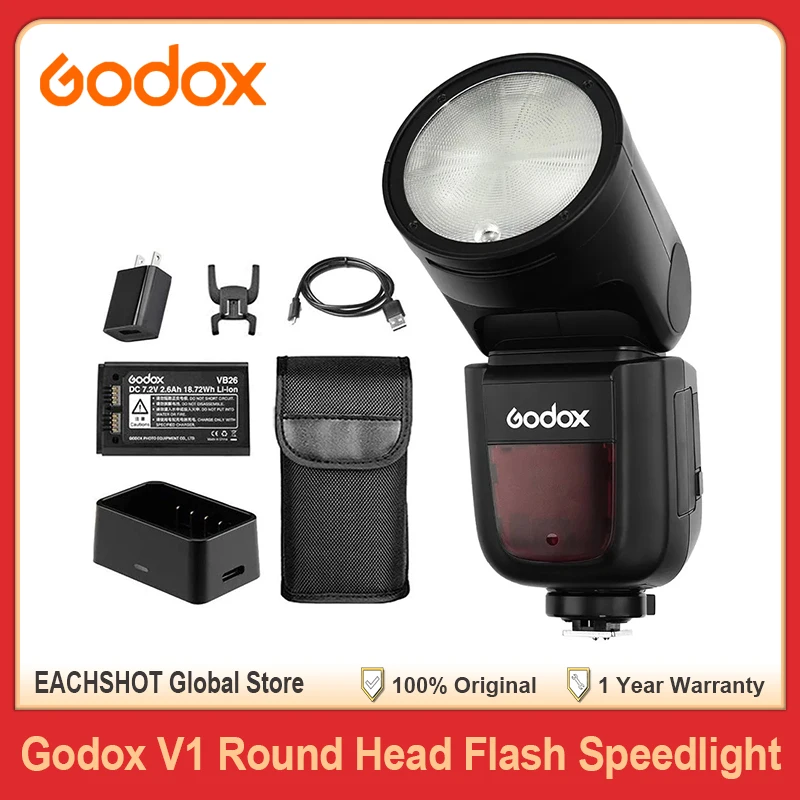 Godox V1 Flash Speedlight TTL HSS Li-ion Round Head Camera Flash Studio Flash for Canon Nikon Sony Camera