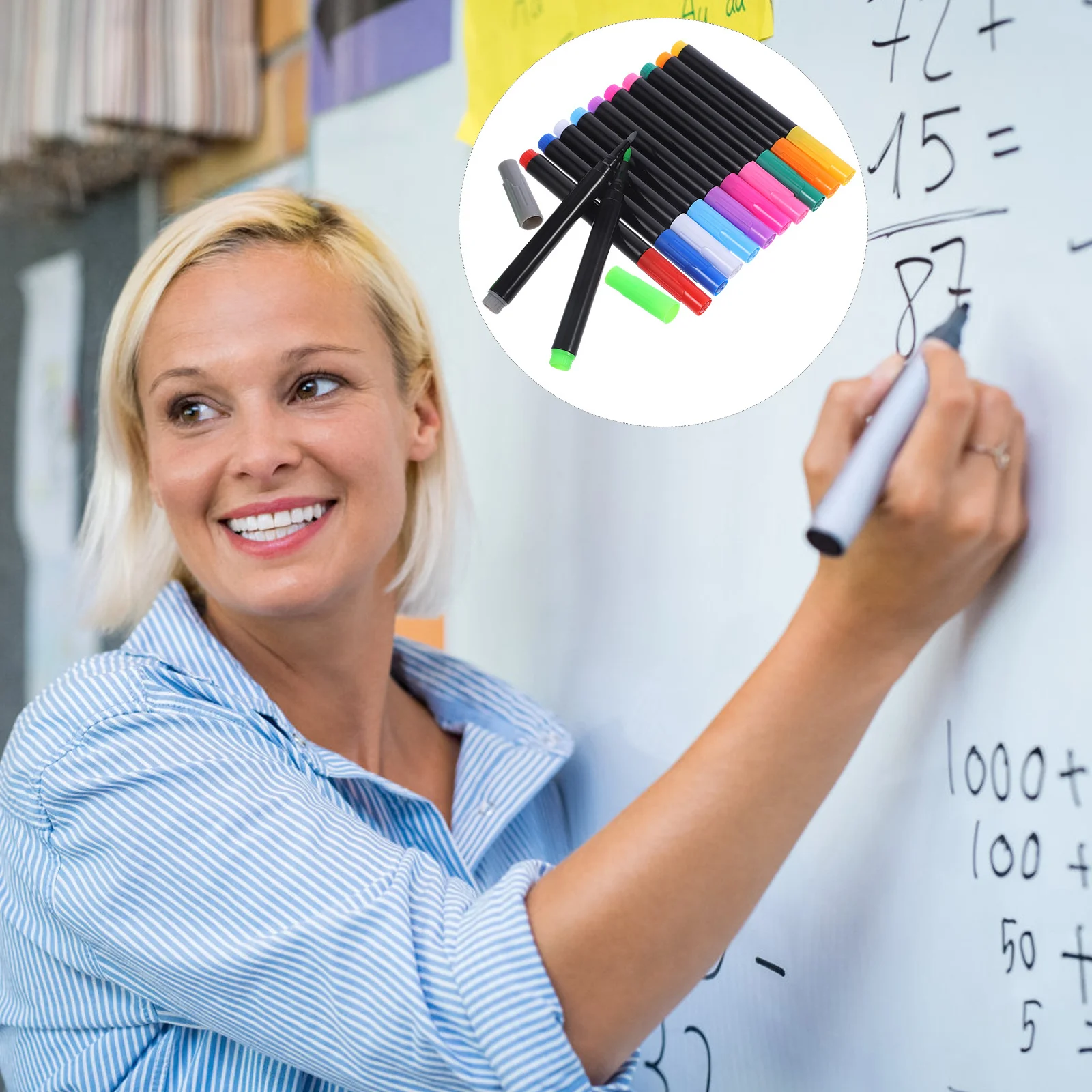 12 قطعة علامات السبورة السائلة الملونة المحمولة أقلام الطباشير الكتابة السلس قابل للمسح علامات المسح الجاف لزجاج السبورة