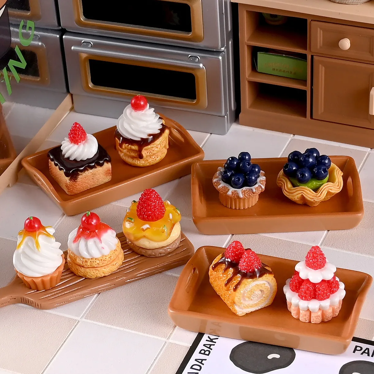 9 Styles Fake Cake Play Food Resin Charms Flatback DIY Dollhouse Kitchen Decor Cream Craft Baking Game - view 4