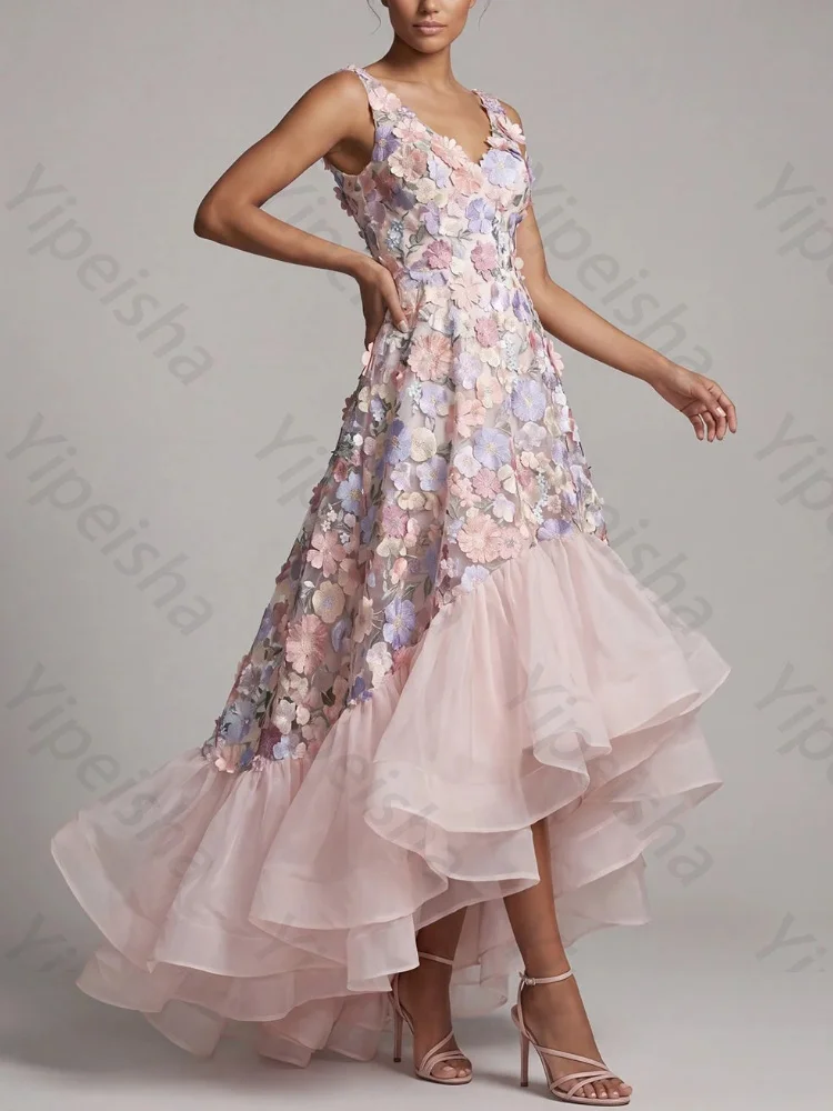 CustomizedA Line V-Neck Sleeveless Ruffles Mother of The Bride Dresses Sexy Backless Evening Dress High Quality Prom Party Gowns