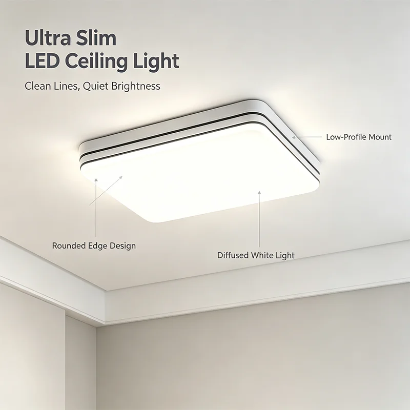 Square LED Ceiling Light Modern Flush Mount Lamp 3 Color Changing Ceiling Lamp Indoor Lighting Fixture for Bedroom Living Room