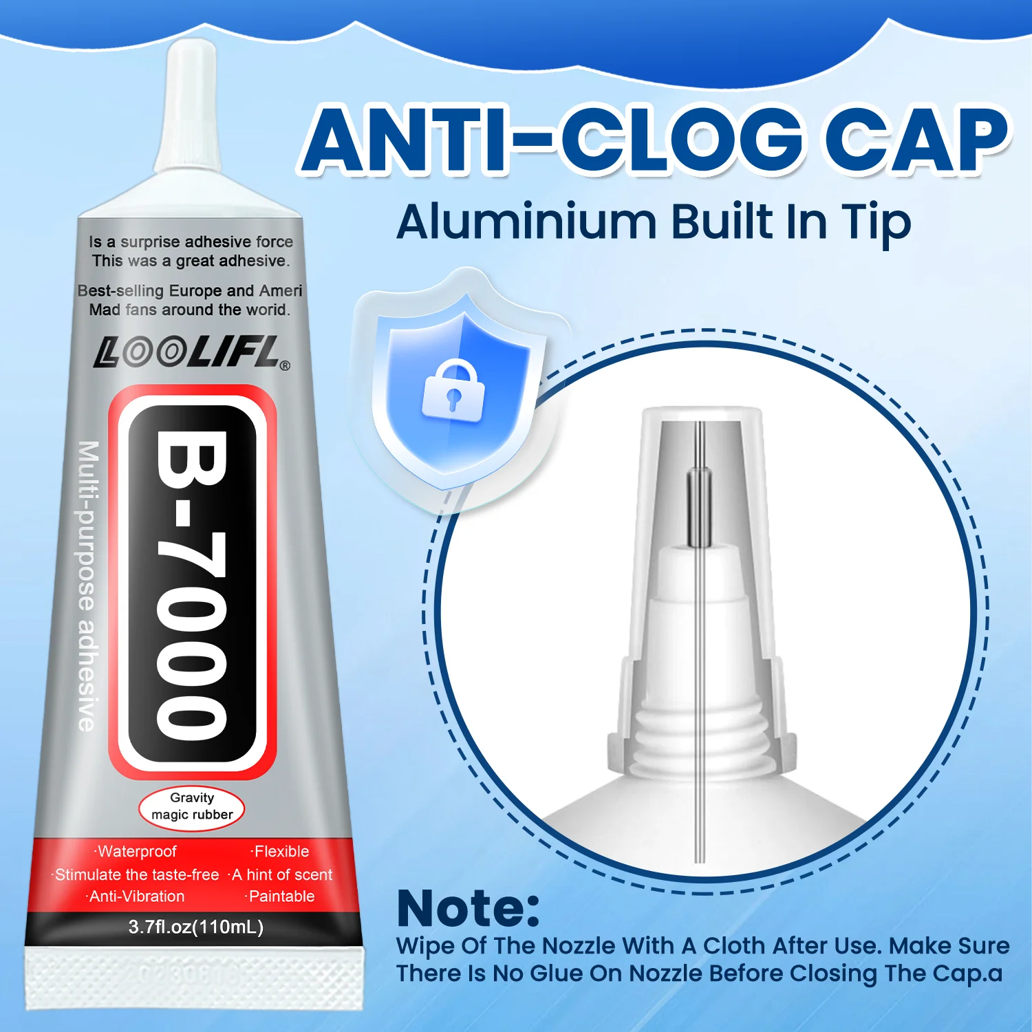 LOOLIFL B-7000 Klej do naprawy skóry 15/25/50/110ml - Klej o wysokiej wytrzymałości do butów, toreb, bez pozostałości i z możliwością mycia