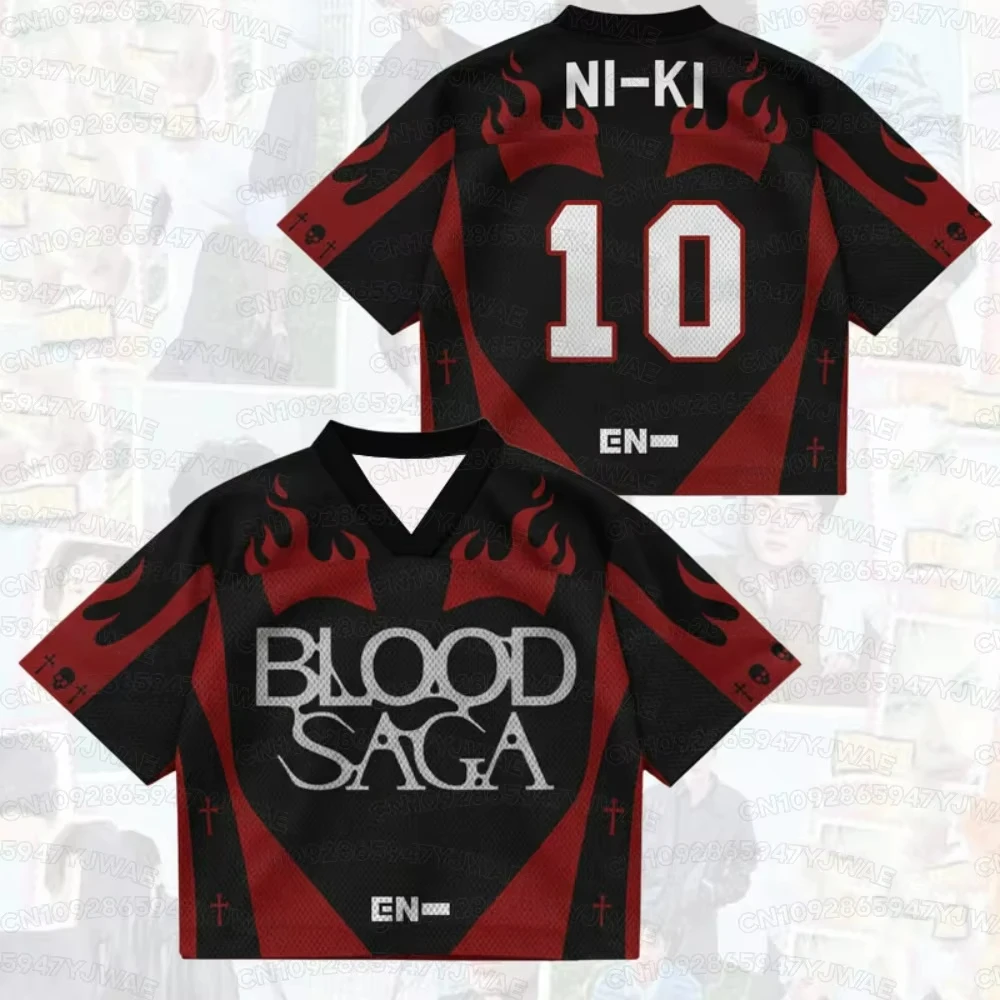 Sommer Herren Damen SUNGHOON 3D-Druck Grafik Kurzarm Casual Enhypen Blood Saga World Tour T-Shirt Fan-Geschenke – Detail 5