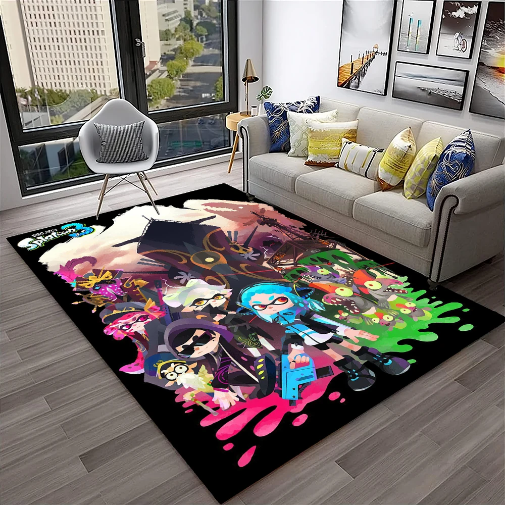 3D Games Splatoon3,PC Gamer Cartoon Carpet Rug for Home Living Room Bedroom Sofa Doormat Decor,kids Area Rug Non-slip Floor Mat