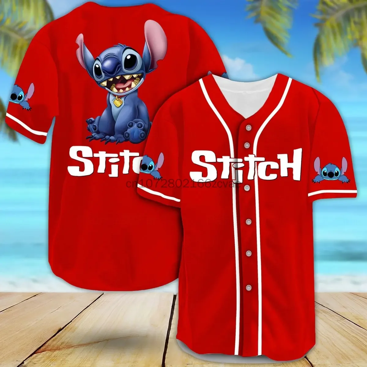 Disney Stitch Baseball Jersey Summer Streetwear Custom Name Disney Baseball Shirt Men And Women Short Sleeved T-Shirt