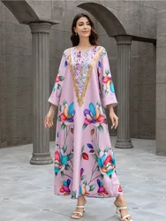 Eid Muslim Women Party Dresses Jalabiya Tassel Sequins Vestidos Ramadan Morocco Dubai Print Abayas Kaftan Islam Arab Long Robe