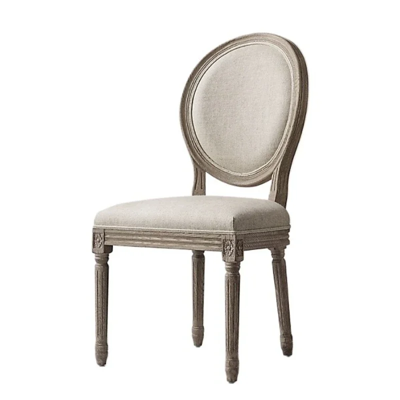Original single furniture British classical French rural retro solid wood dining chair, American simple linen