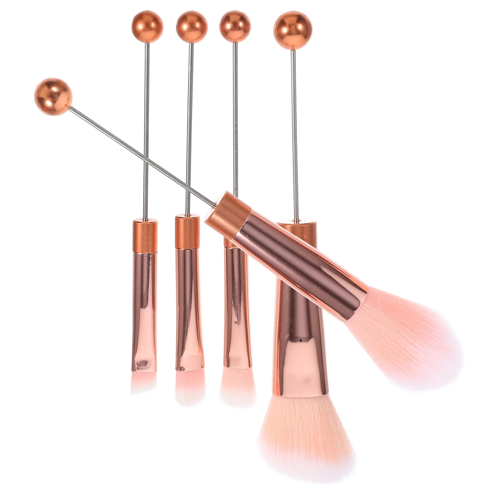 Juego de brochas de maquillaje para mujer, 5 uds., tamaño de viaje, colorete, sombra de ojos, polvo suelto, corrector, mangos compactos de fácil agarre