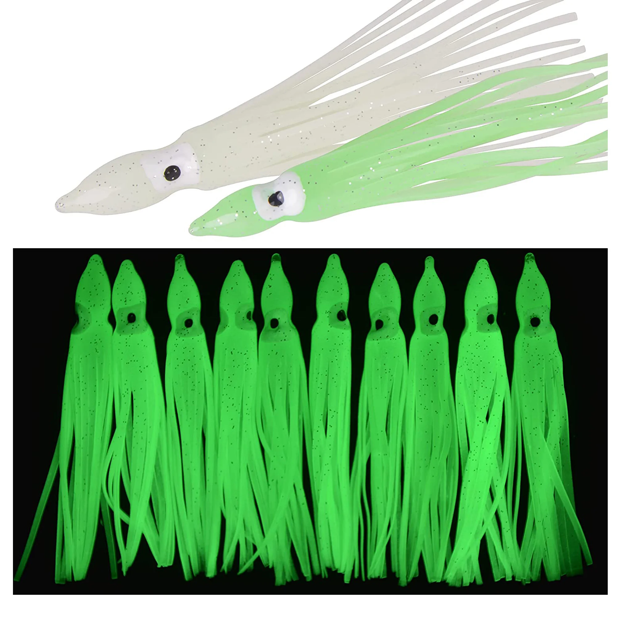 1000PCS Octopus skirt lure trolling Luminous Saltwater Fishing Lures ocean fishing squid skirt jig Artificial bait 7cm 9cm 11cm