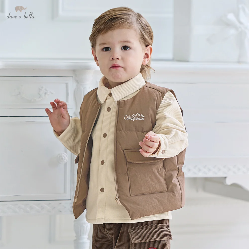 Dave Bella Boys Down Jacket Two Piece Set Autumn Winter Children Thick Vest Velvet Shirt Casual Outerwear Kids Clothes DB4254501