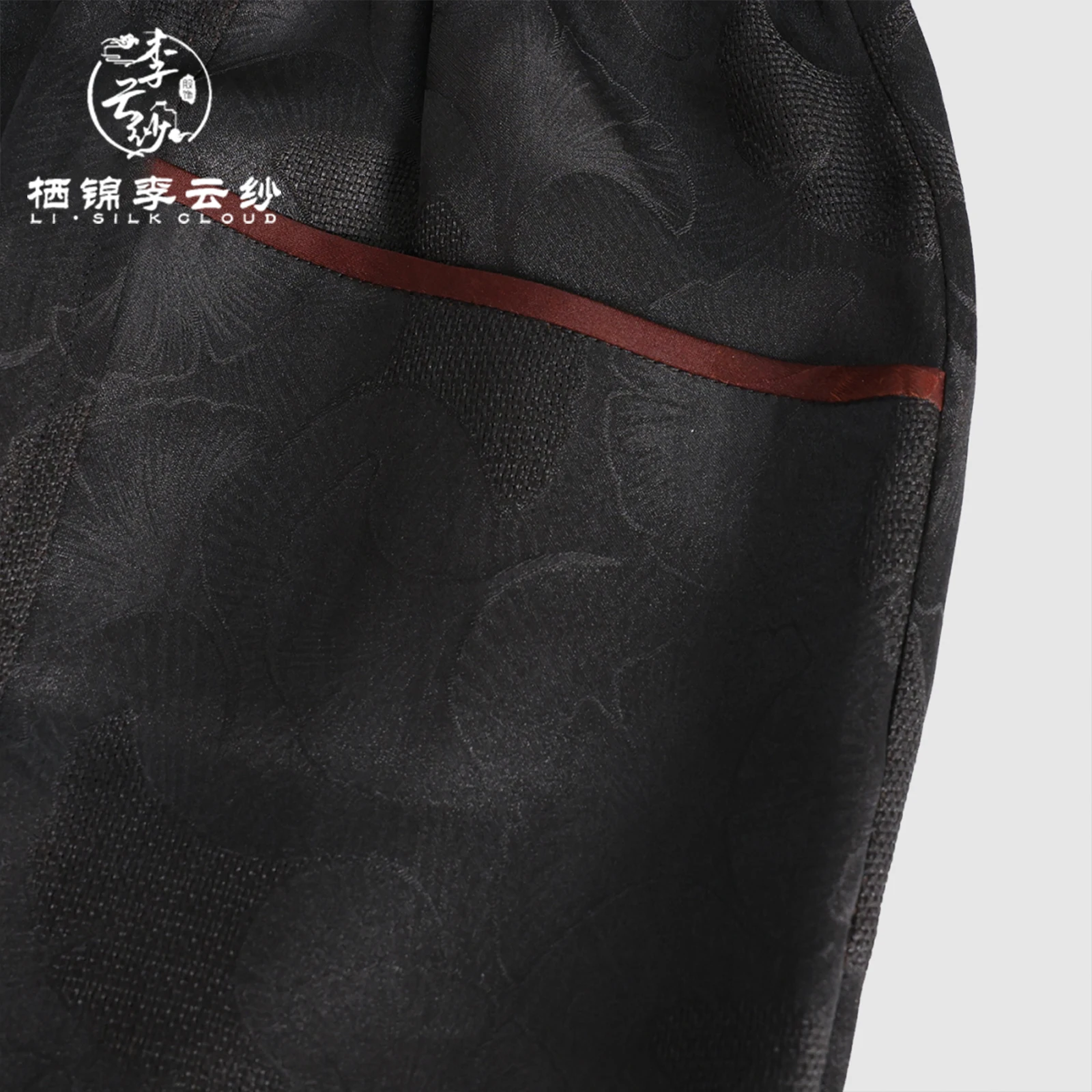 LI SILK CLOUD xiangyunsha Trousers - Oriental Style, Lightweight Breathable, ClassicGuangdong Black Pearl Guangdong Gauze