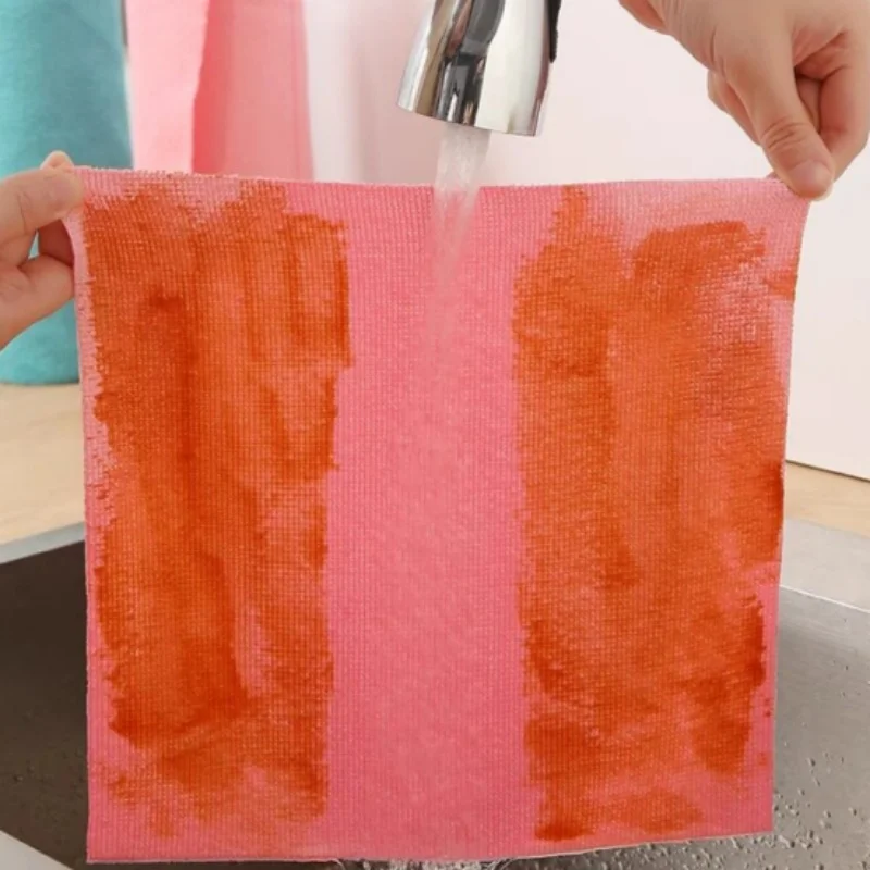 20~60PCs Reusable Cleaning Wipes Dishcloth Household Kitchen Cleaning Cloth Microfiber Towel Rolls Dish Rags Easy To Clean