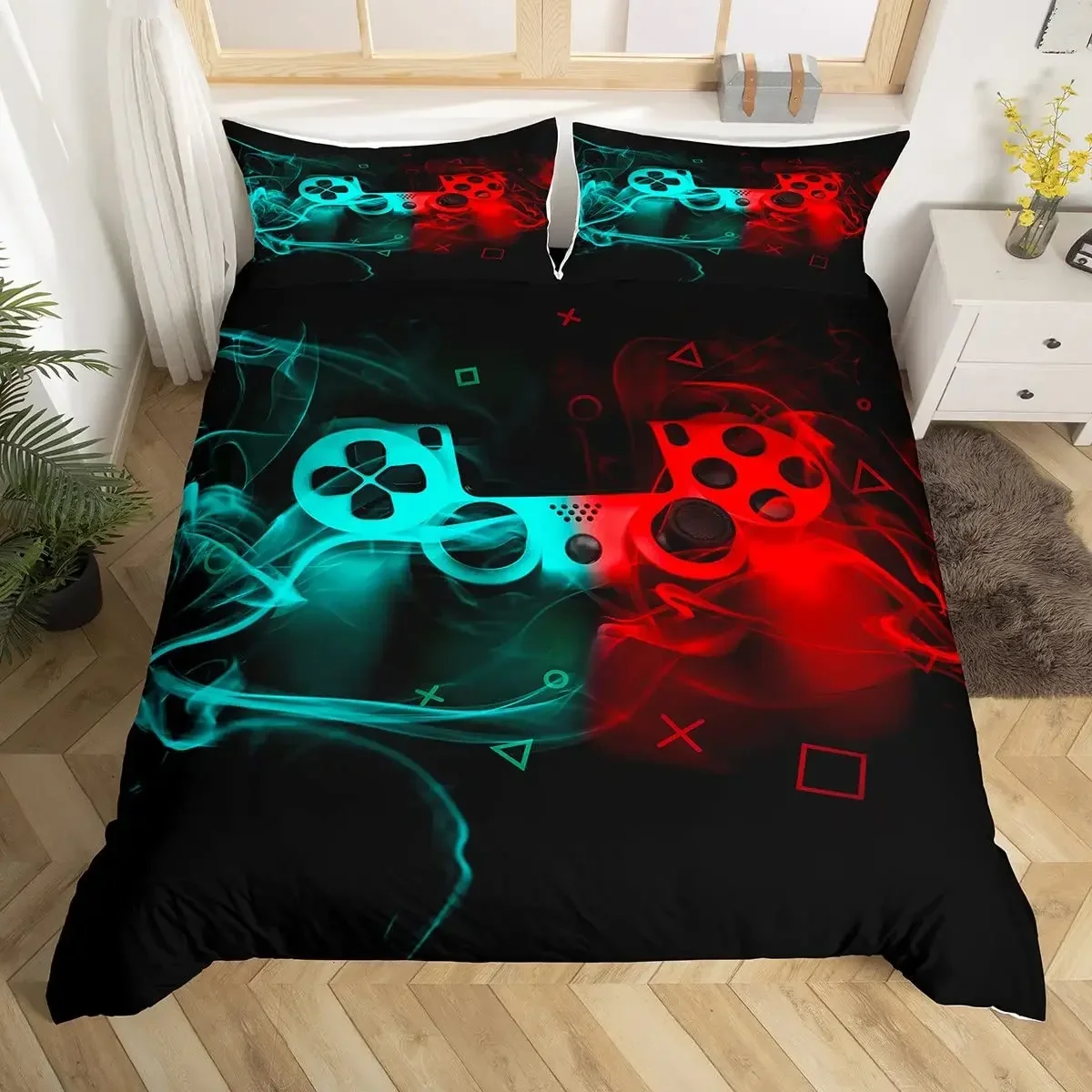 

3PCS Single-sided Printed Quilt Cover ,Teen Boys Gamer Duvet Comforter Bedding Set, Duvet Bedding Comfortable Bedspreads