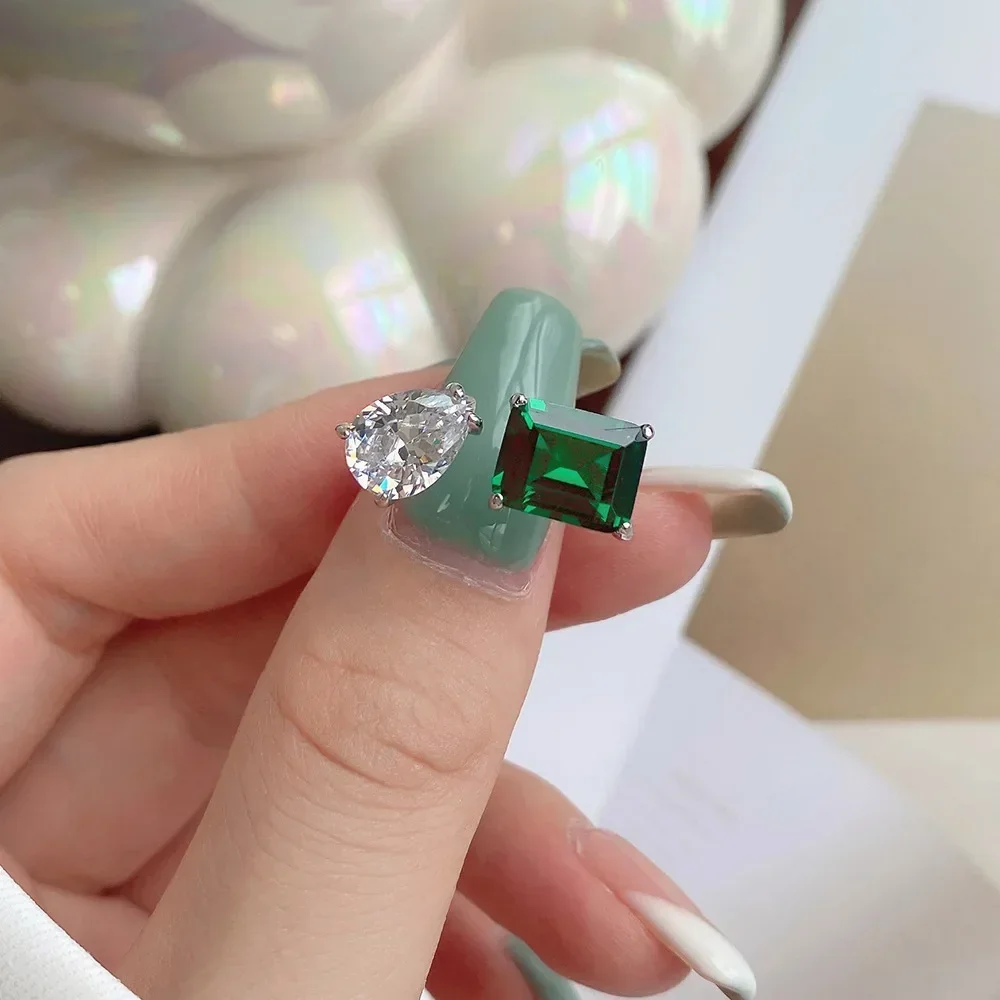 LXOEN Cute Bling Zircon Stone Adjustable Silver Color Rings for Women Wedding Engagement Fashion Jewelry 2023 Trend