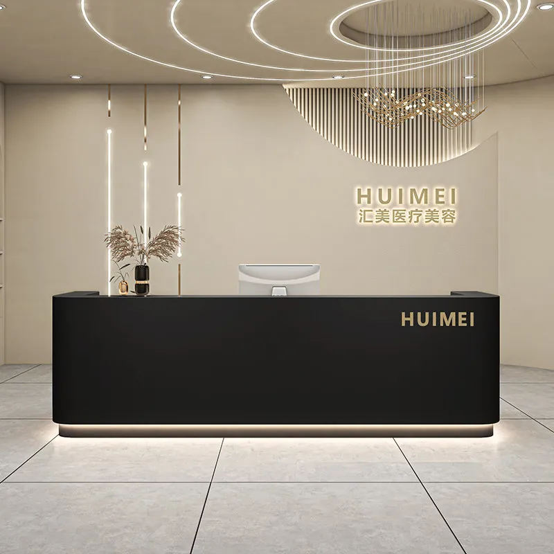 

White Long Reception Desks Modern Shop Beauty Bar Luxury Restaurant Wood Reception Desks Company Mostrador Commercial Furniture