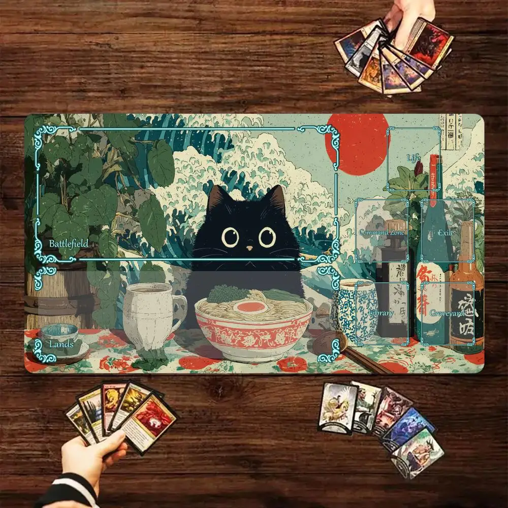 Ukiyo-e Themed Anime Warrior Design TCG Playmat Magic Card Battle Mat 35X60CM Gathering Gaming Mats Tapete Magic Mat Card Pad