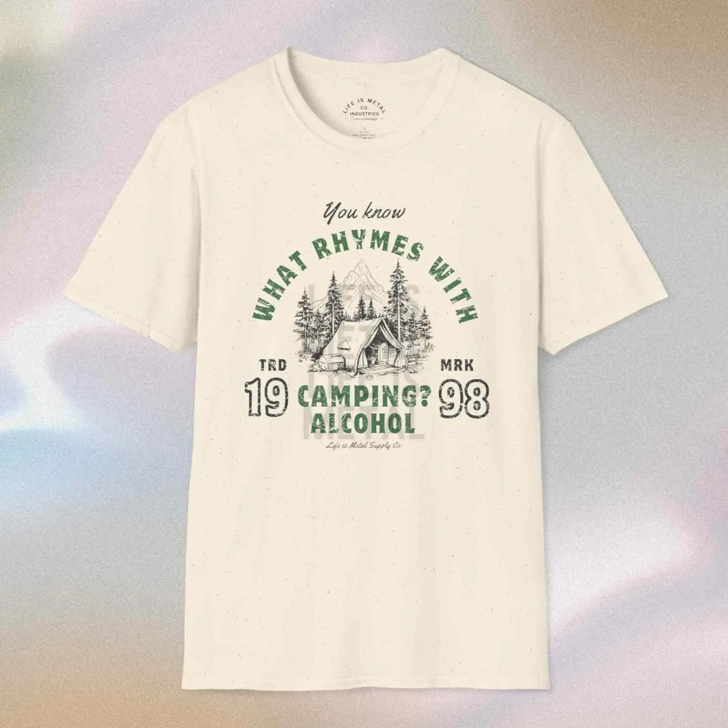 T-shirt « Vous savez quoi qui sonne comme le camping » style vintage, humoristique, avec jeu de mots « Let's Go »