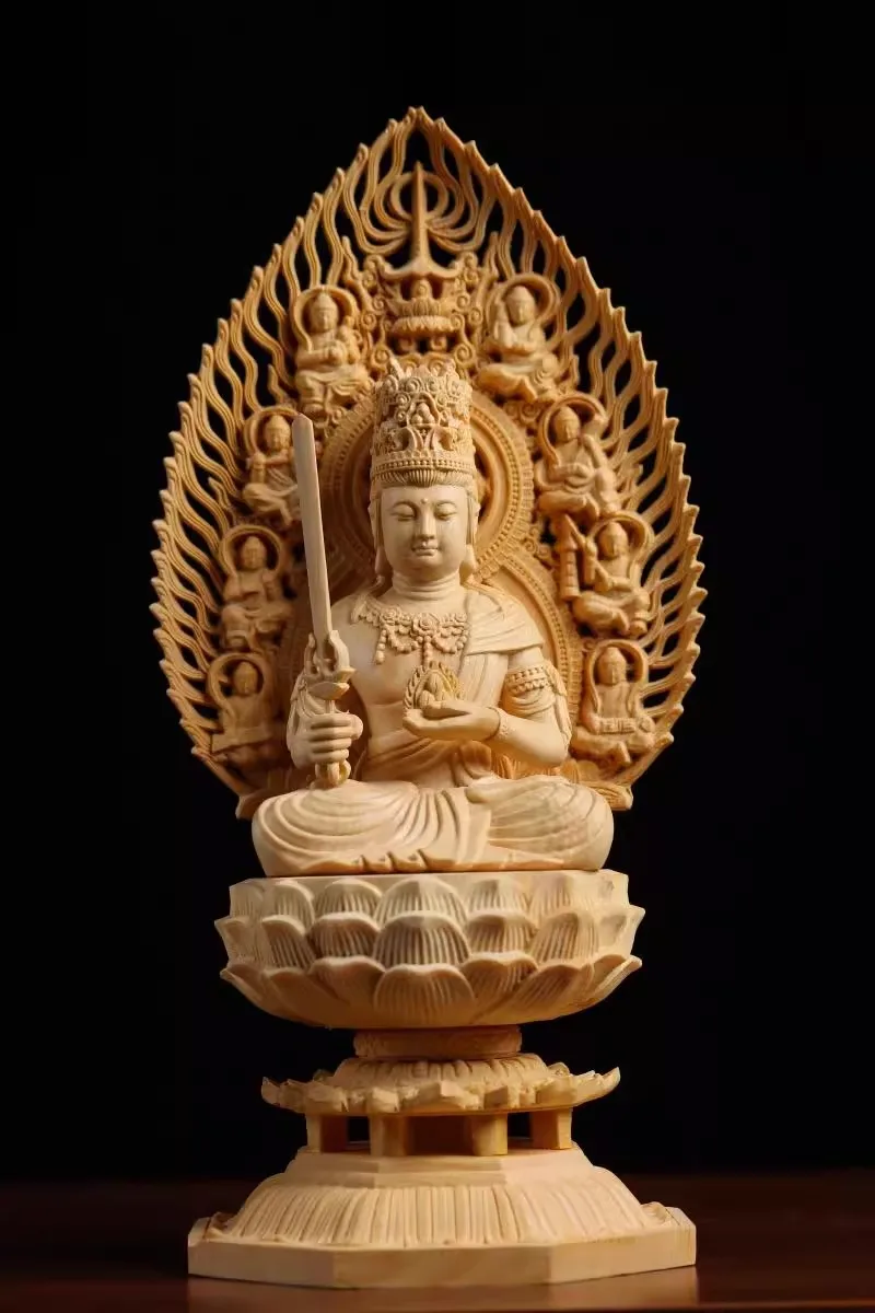 Exquisite Carving Set - Eight Buddhist Guardians & Deities (Vairocana, Avalokitesvara, Manjushri, Amitabha), Collector's Altar