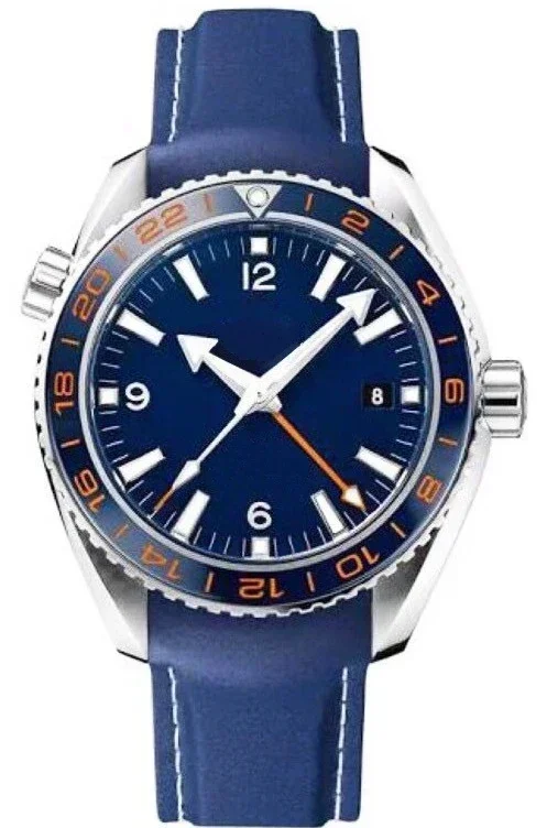 

Luxury New Mens Automatic Mechanical Watch Independent GMT Blue Ceramic Relogio Masculino