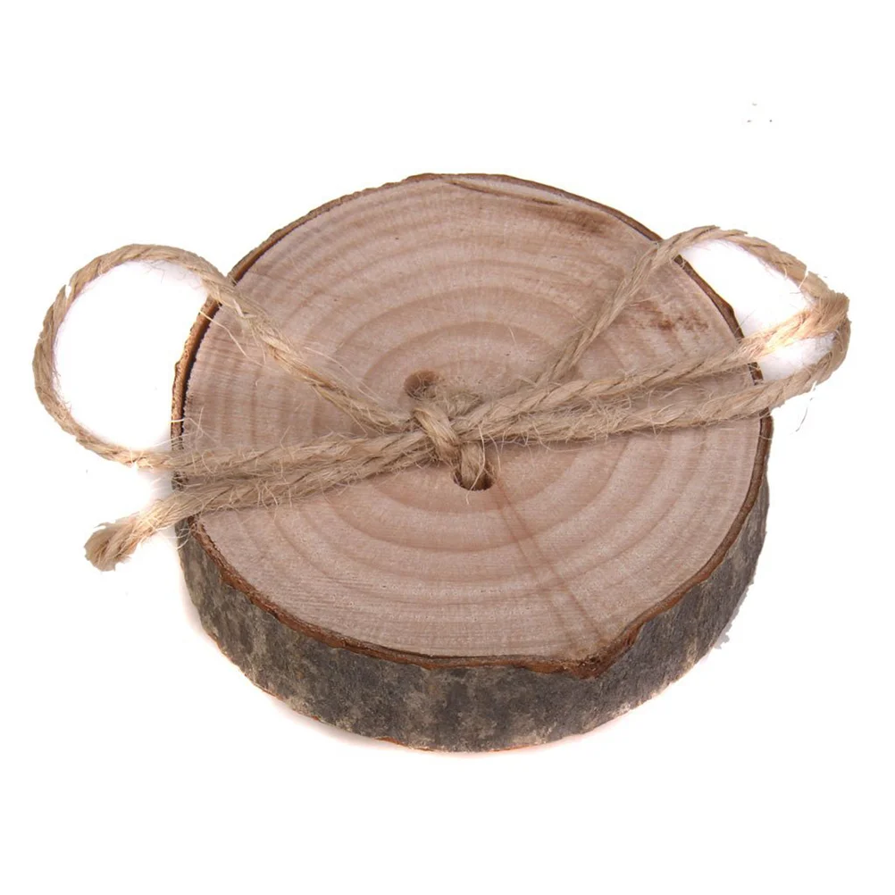 Rustic Wedding Wooden Ring Pillow Bearer Jute Rope Round Wood ring pillow Ring bearer pillow